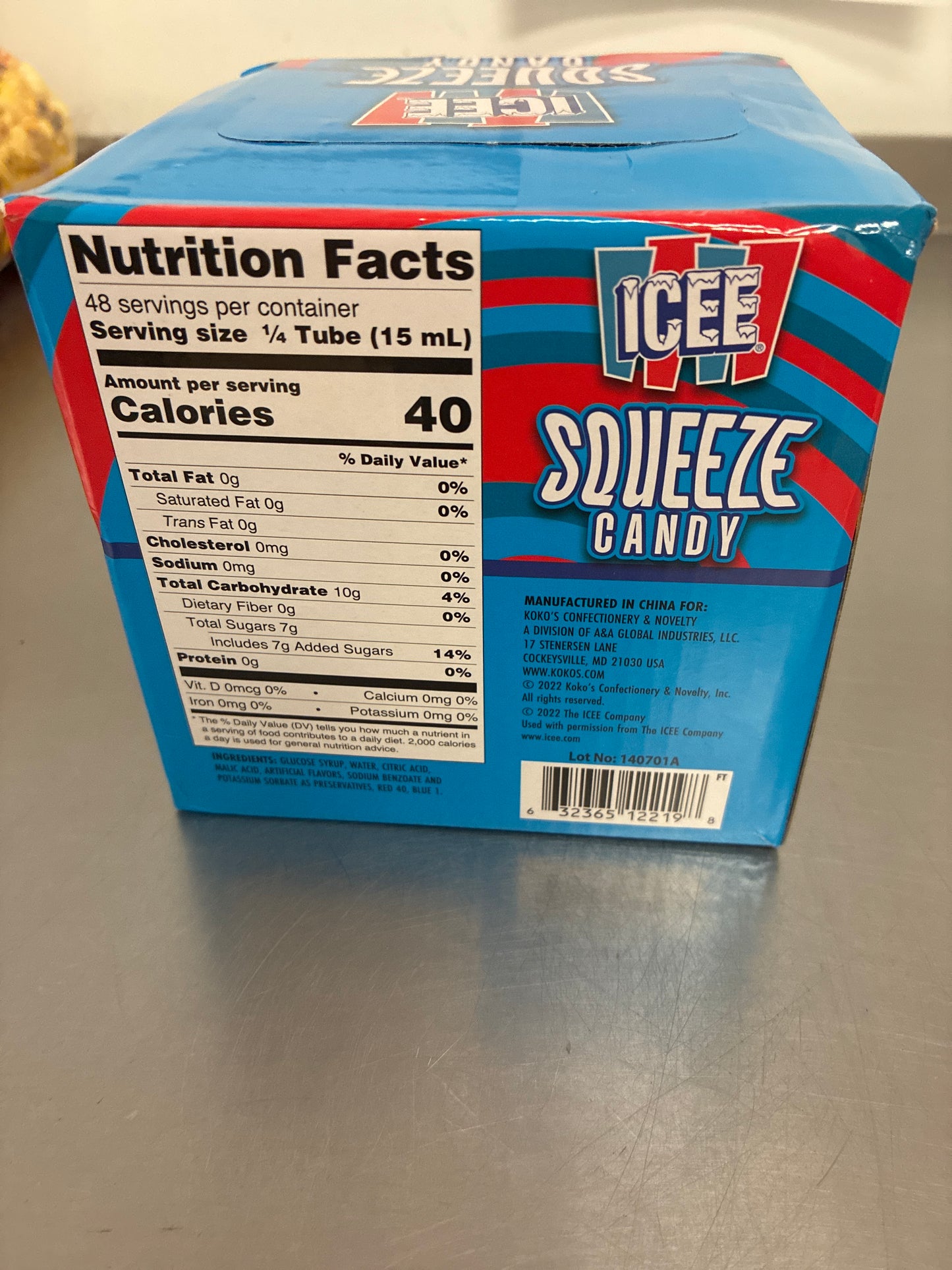 Icee Squeeze Candy Red Cherry and Blue Raspberry 62ml