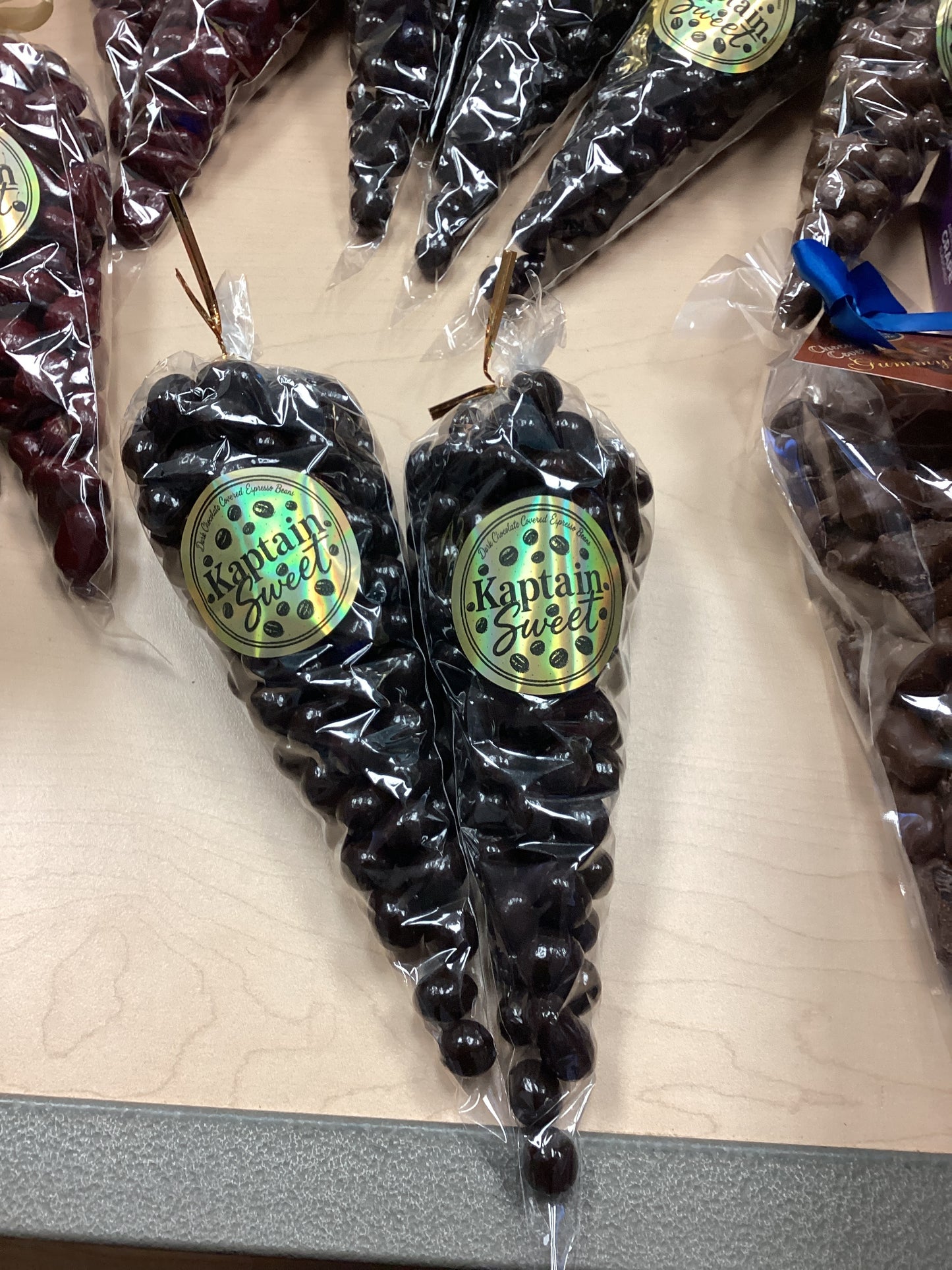 Dark chocolate covered espresso beans