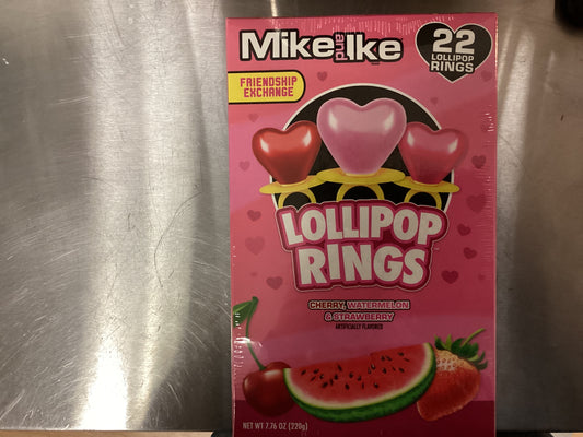 Mike and Ike Lollipop Rings Cherry, Watermelon, Strawberry