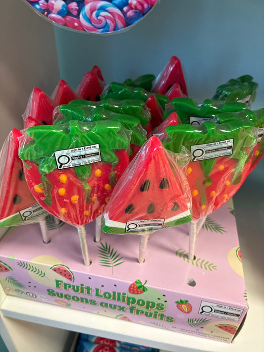 Fruit lollipop watermelon and strawberry