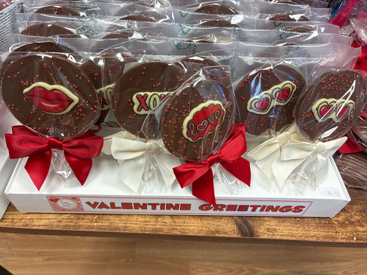 Valentine greeting chocolate pop