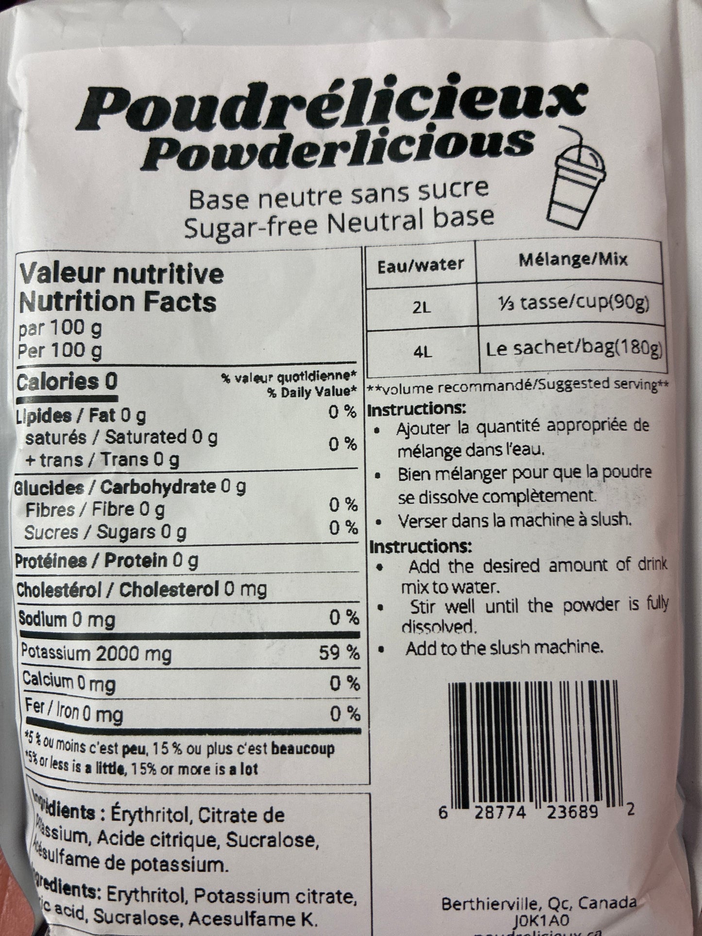 Powderlicious slush sugar free