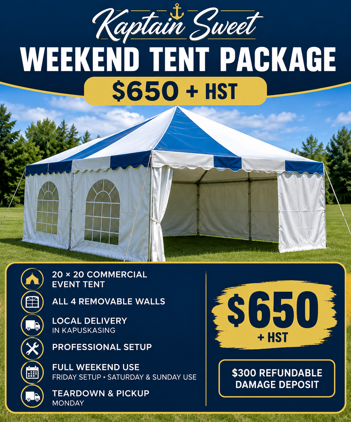 Weekend tent package