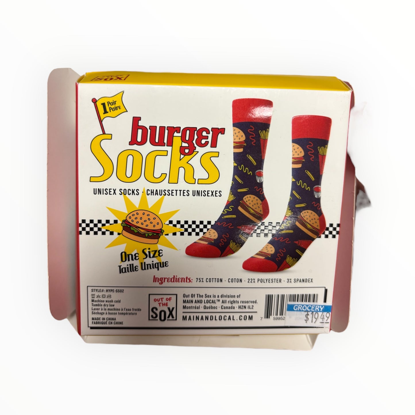 Funny Burger Socks - Unisex One Size