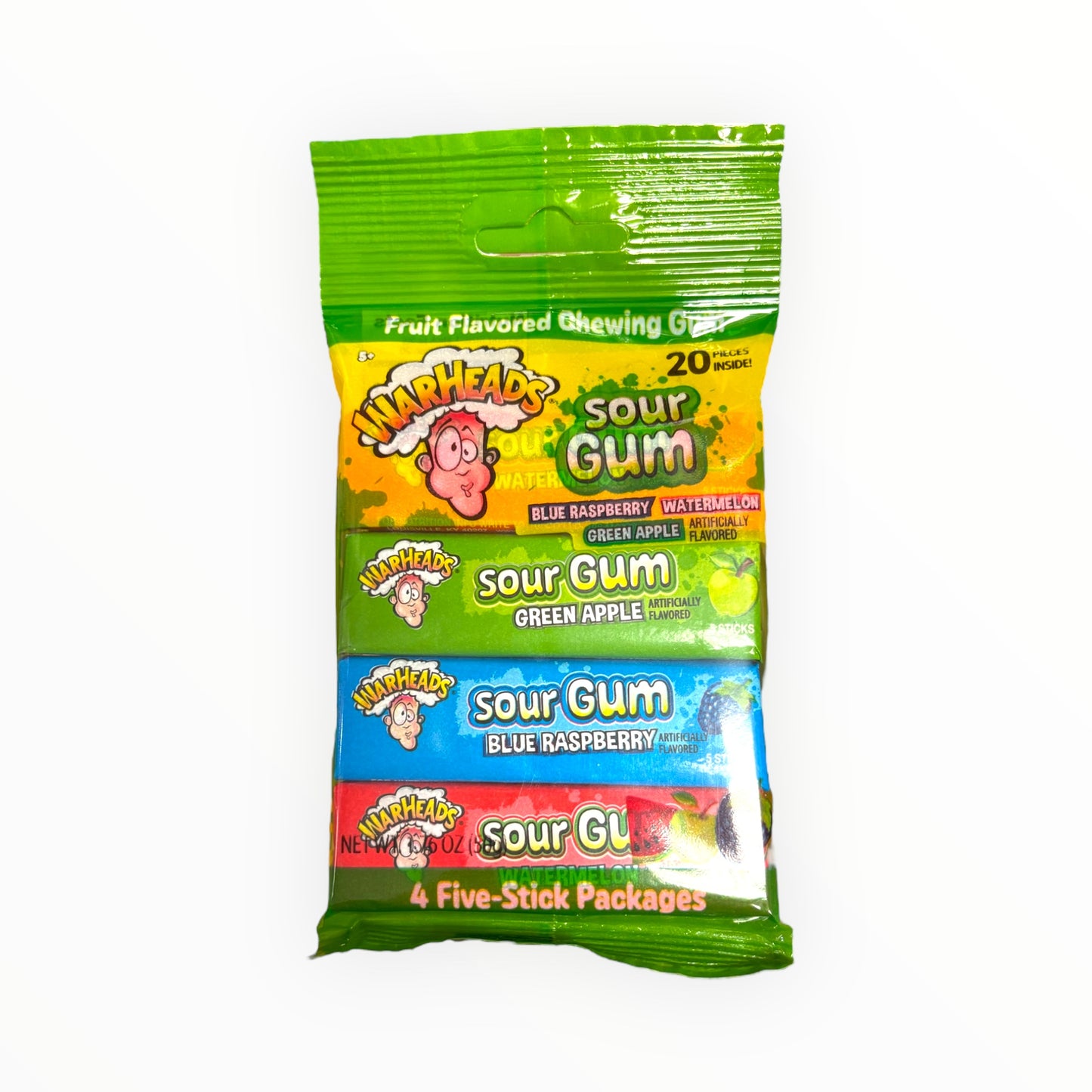 WarHeads Sour Gum 4 Five-Stick Packages 50g
