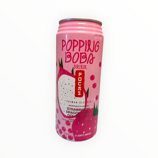 Popping Boba Strawberry Dragon Fruit OOLONG TEA 16.5 oz